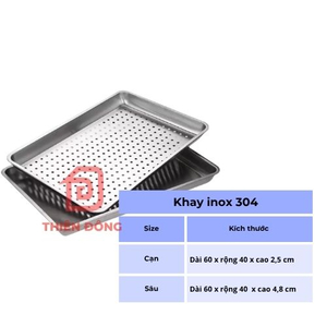 Khay Inox 304 Cao Cấp (Khay Lỗ & Khay Kín) 60x40cm đựng thực phẩm