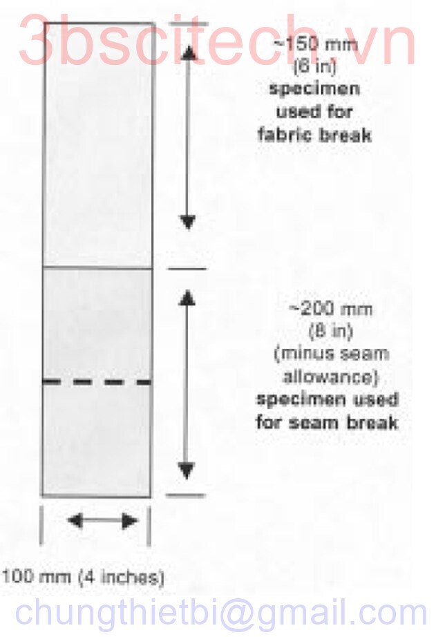Kích thước mẫu đo độ trượt đường may - dimension of Seam slippage sample