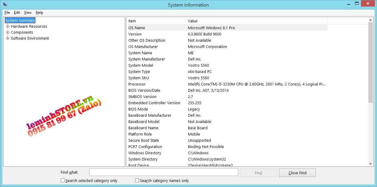 Kiểm tra thông số máy tính / laptop bằng phần mềm Msinfo32 -2