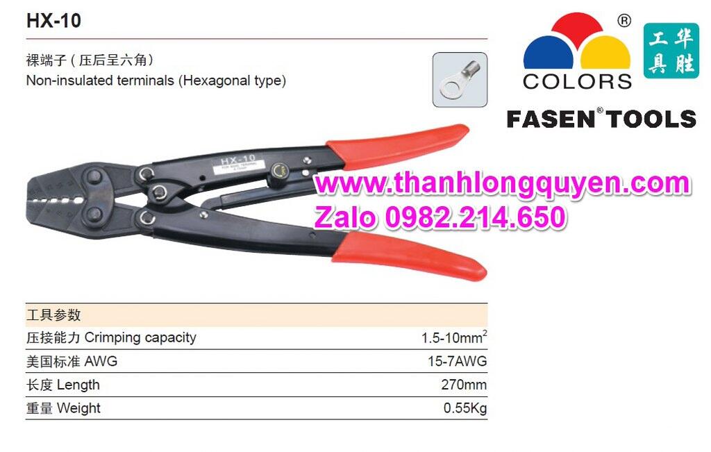 Kìm bấm cos lục giác hx-10 fasen chính hãng
