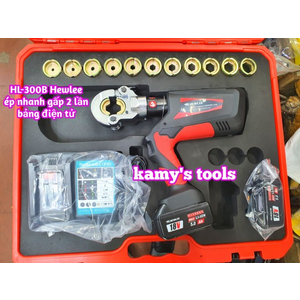 Kìm ép cos thủy lực dùng pin Hewlee HL-300B ép nhanh gấp 2 lần bảng điện tử