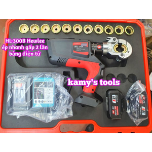 Kìm ép cos thủy lực dùng pin Hewlee HL-300B ép nhanh gấp 2 lần bảng điện tử
