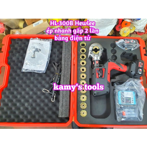Kìm ép cos thủy lực dùng pin Hewlee HL-300B ép nhanh gấp 2 lần bảng điện tử