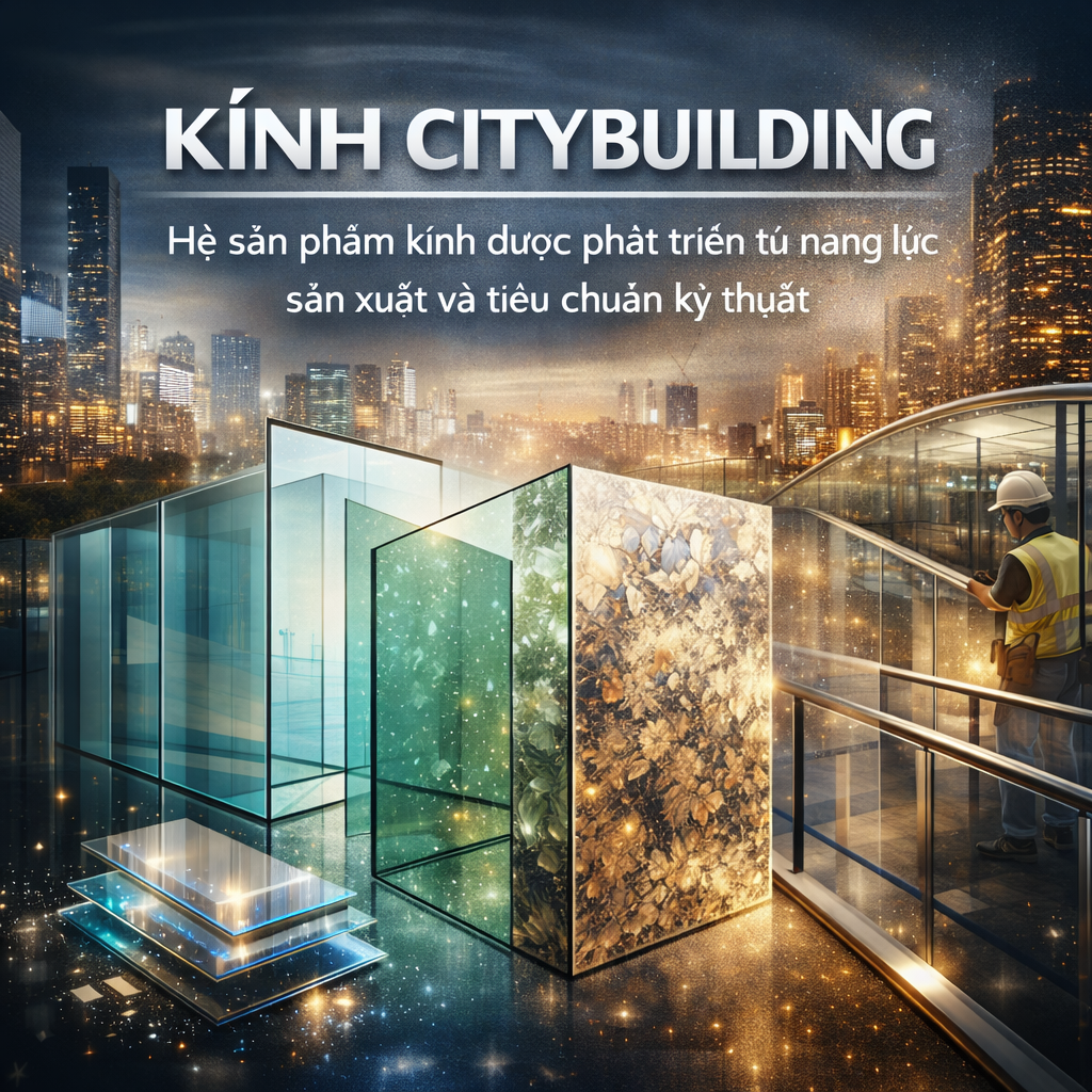 💎 Citybuilding phát triển hệ sản phẩm kính từ xưởng sản xuất trực tiếp, bao gồm kính cường lực, kính ép lụa, kính trang trí, kính cong và kính an toàn, phục vụ dân dụng và dự án.