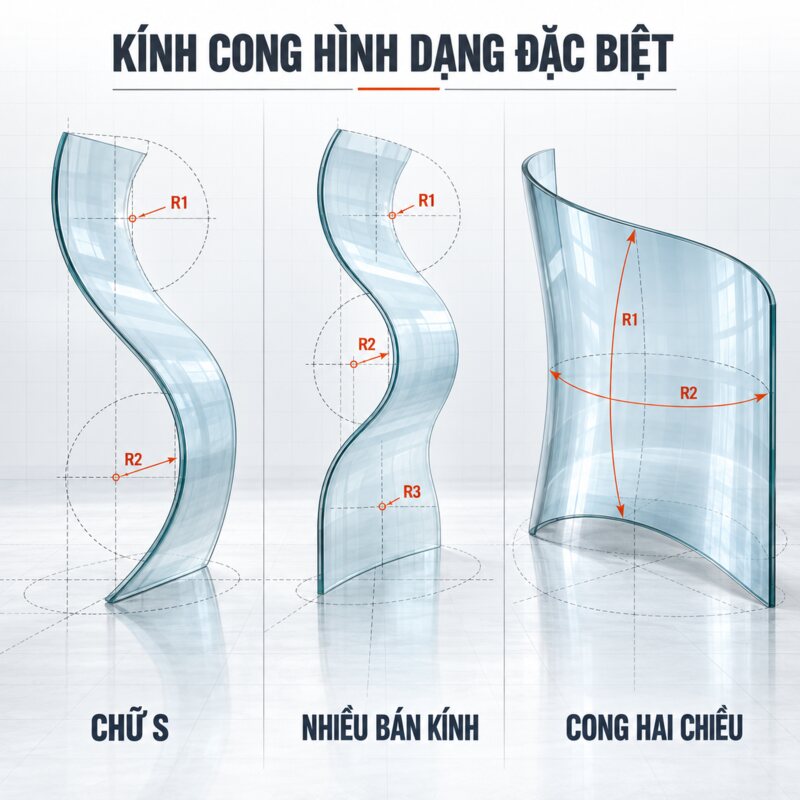 Kính Cong Chữ S, Nhiều Bán Kính Và Cong Hai Chiều