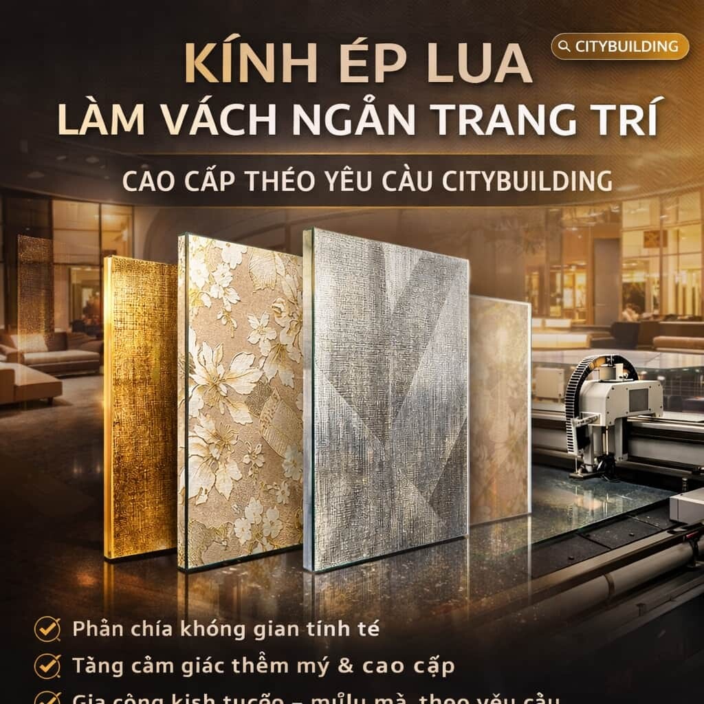 KÍNH ÉP LỤA LÀM VÁCH NGĂN TRANG TRÍ CAO CẤP THEO YÊU CẦU CITYBUILDING