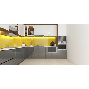 Kính màu ốp bếp màu vàng