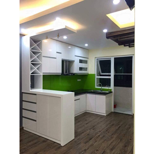 Kính ốp bếp màu xanh cốm