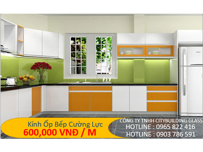 Kính ốp bếp màu xanh lá
