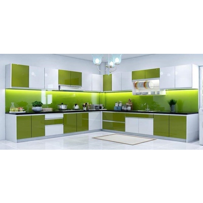 Kính ốp bếp màu xanh lá