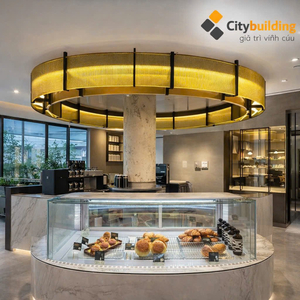 Kính sọc uốn cong làm đèn trần vòng | Citybuilding
