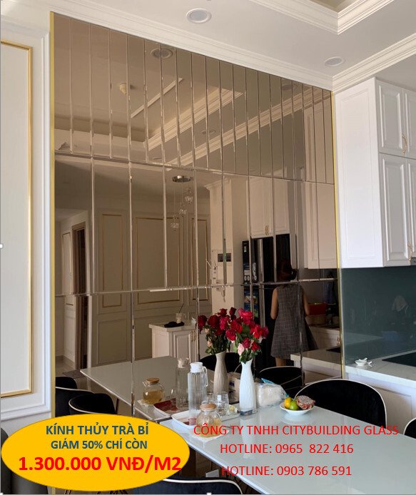 kính thủy trà ghép trang trí 