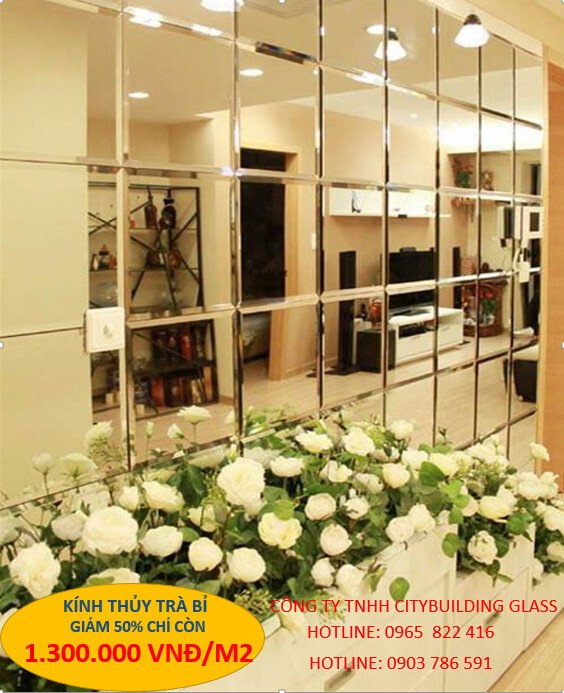 Kính thủy trà ghép ô vuông