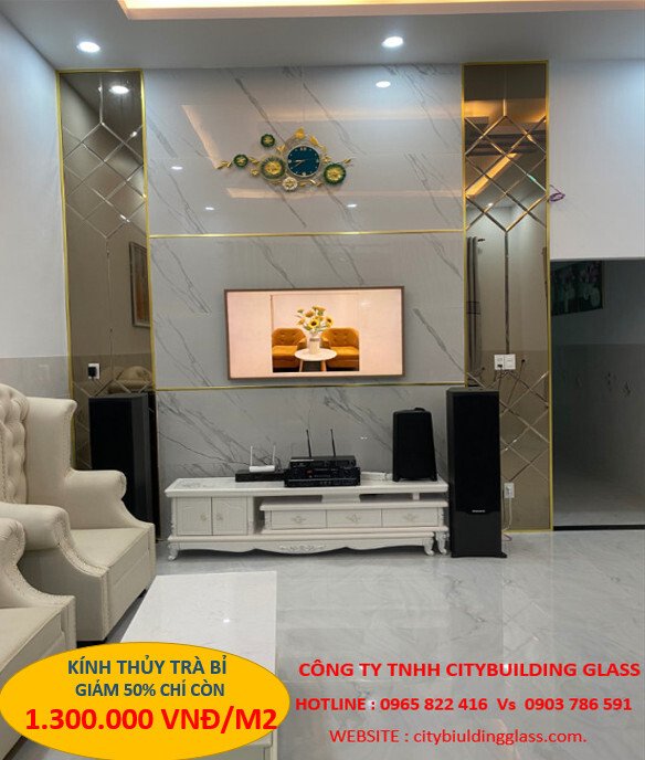 kính thủy trà ghép trang trí 