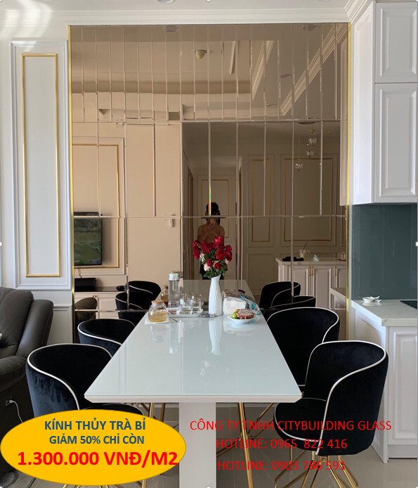 kính thủy trà ghép trang trí 