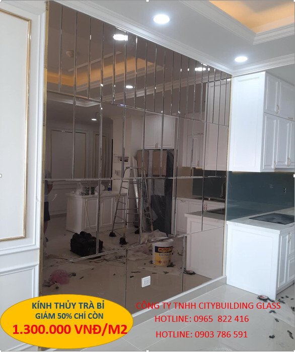 kính thủy trà ghép trang trí 