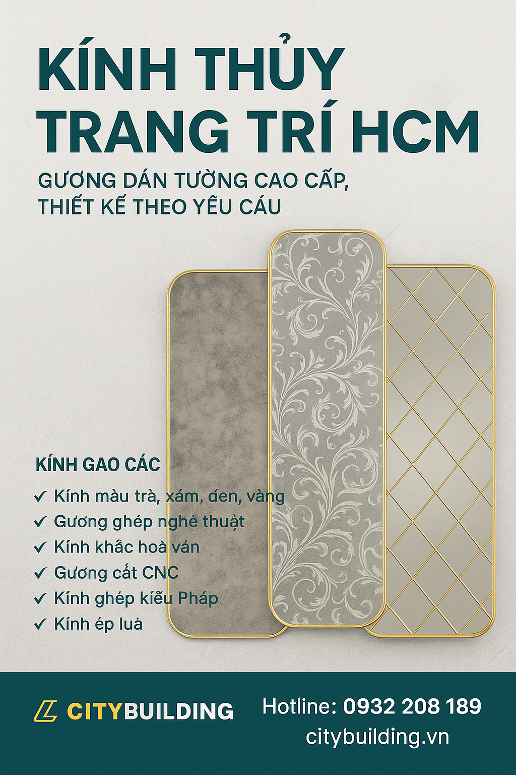 🎀 KÍNH THỦY TRANG TRÍ HCM – GƯƠNG DÁN TƯỜNG CAO CẤP, THIẾT KẾ THEO YÊU CẦU