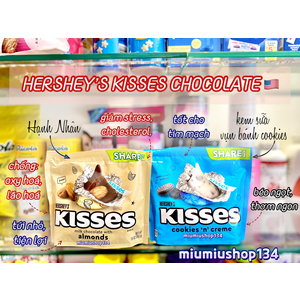 Hershey's Kisses Chocolate Cookies ‘N’ Creme - vị kem sữa vụn bánh cookies 🇺🇸