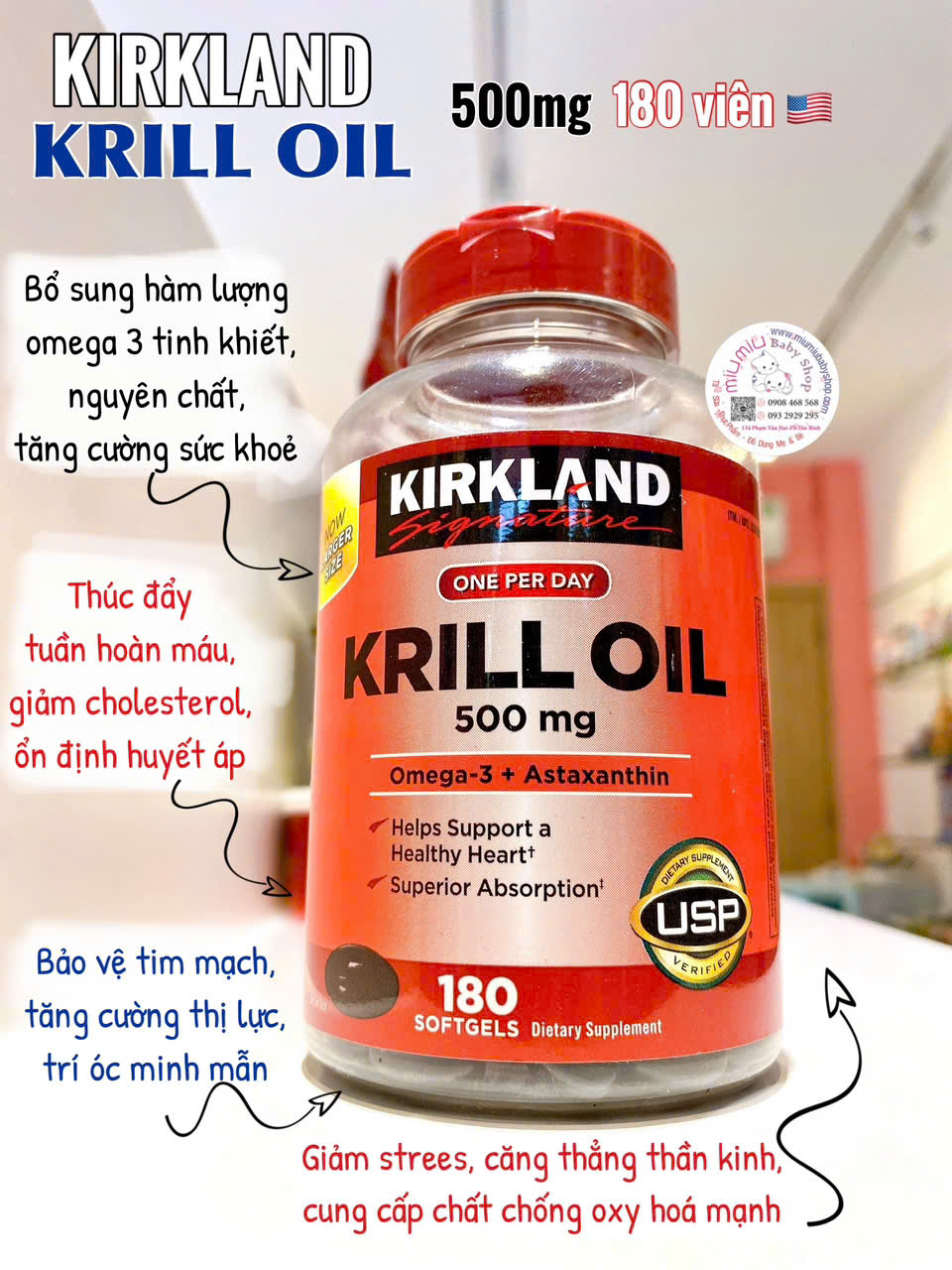 Krill oil 500mg 180 viên