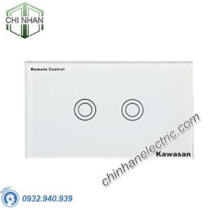 Công Tắc Cảm Ứng Chạm (Điều Khiển Bằng Remote Sóng Radio) Mặt 2 - KW-CT2B/W - KAWASAN