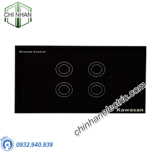 Công Tắc Cảm Ứng Chạm (Điều Khiển Bằng Remote Sóng Radio) Mặt 4 - KW-CT4B/W - KAWASAN