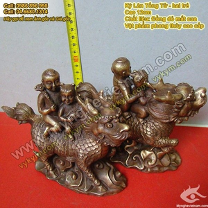 Kỳ lân Tống Tử, hai trẻ cưỡi kỳ lân, cầu con quý tử, vật phẩm phong thủy