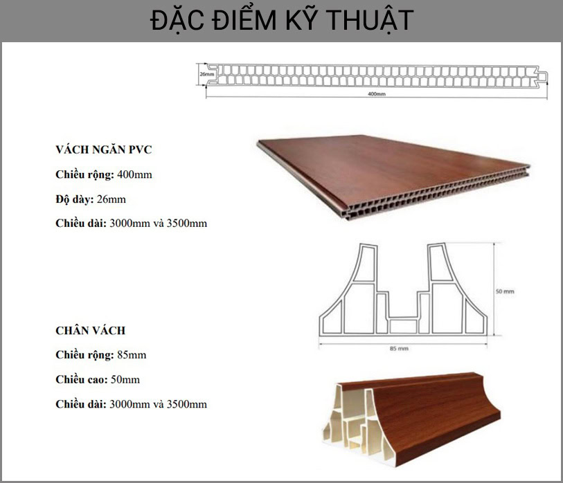 Tấm vách ngăn nhựa giả gỗ 2 mặt NT-DIVID-HM