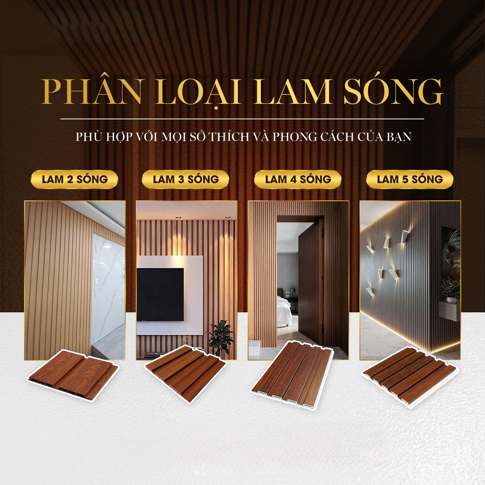 HT-LS Tấm ốp nhựa lam sóng PVC trong nhà
