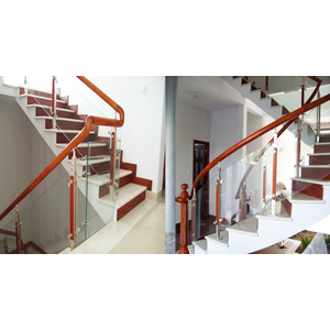 Lan can cầu thang kính