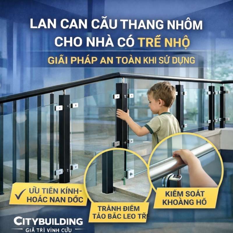 LAN CAN CẦU THANG NHÔM CHO NHÀ CÓ TRẺ NHỎ – GIẢI PHÁP AN TOÀN KHI SỬ DỤNG | CITYBUILDING