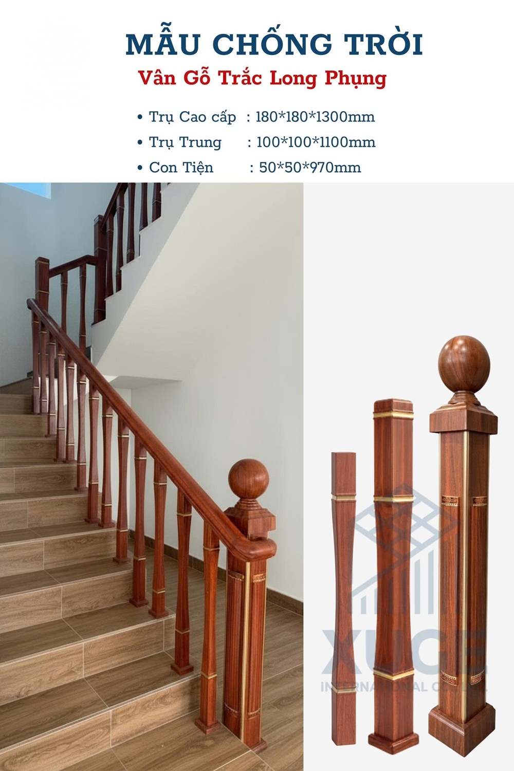 Lan can cầu thang nhôm hệ Mẫu Chống Trời XUGE-BA11 HMO
