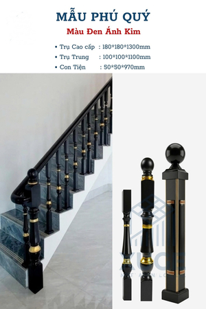 Lan can cầu thang nhôm hệ Mẫu Phú Quý XUGE-BA08 HMO