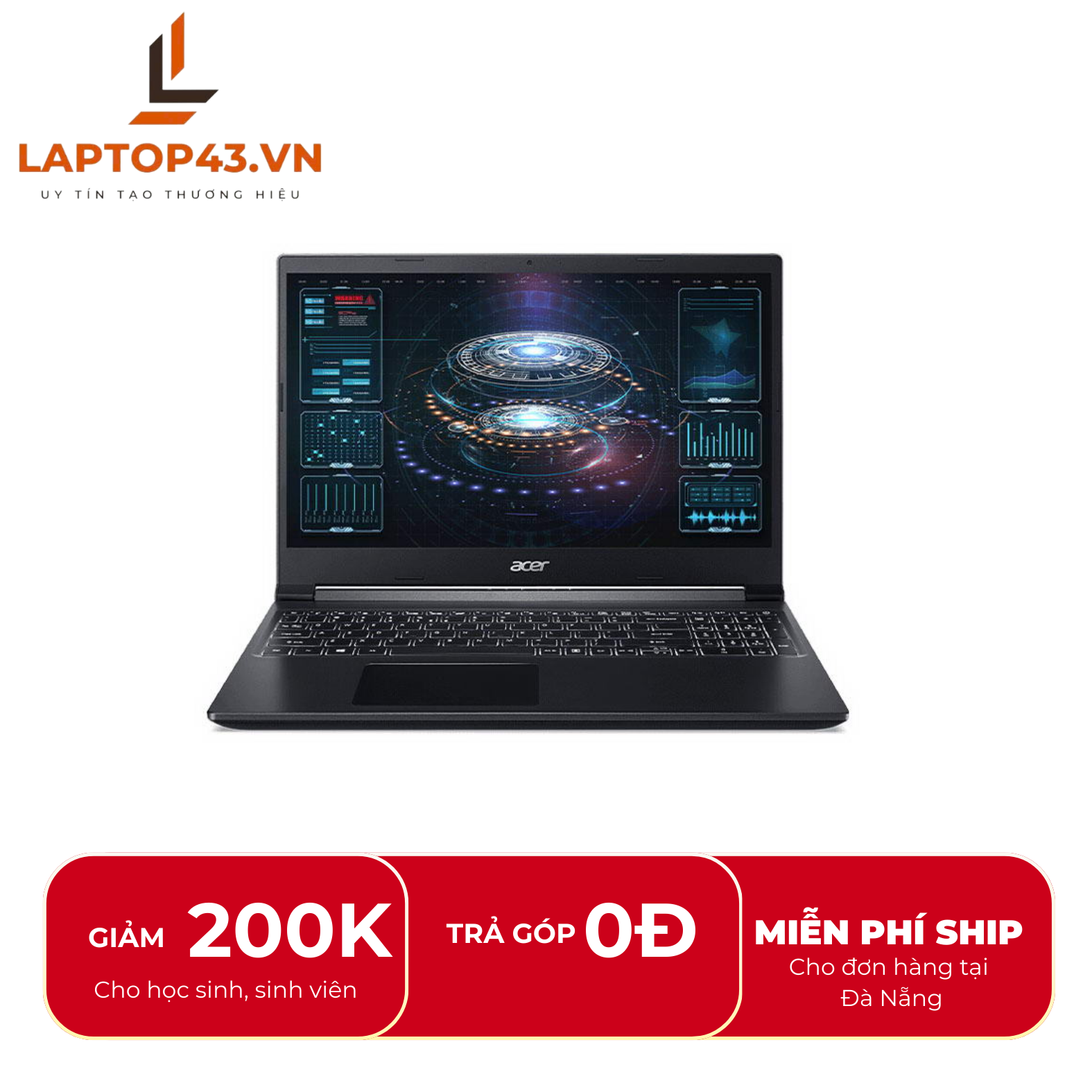 Laptop Acer Aspire 7 A715-42G-R05G Ryzen 5-5500U/ Ram 8GB/ 512GB SSD/ GTX1650/ FullAC