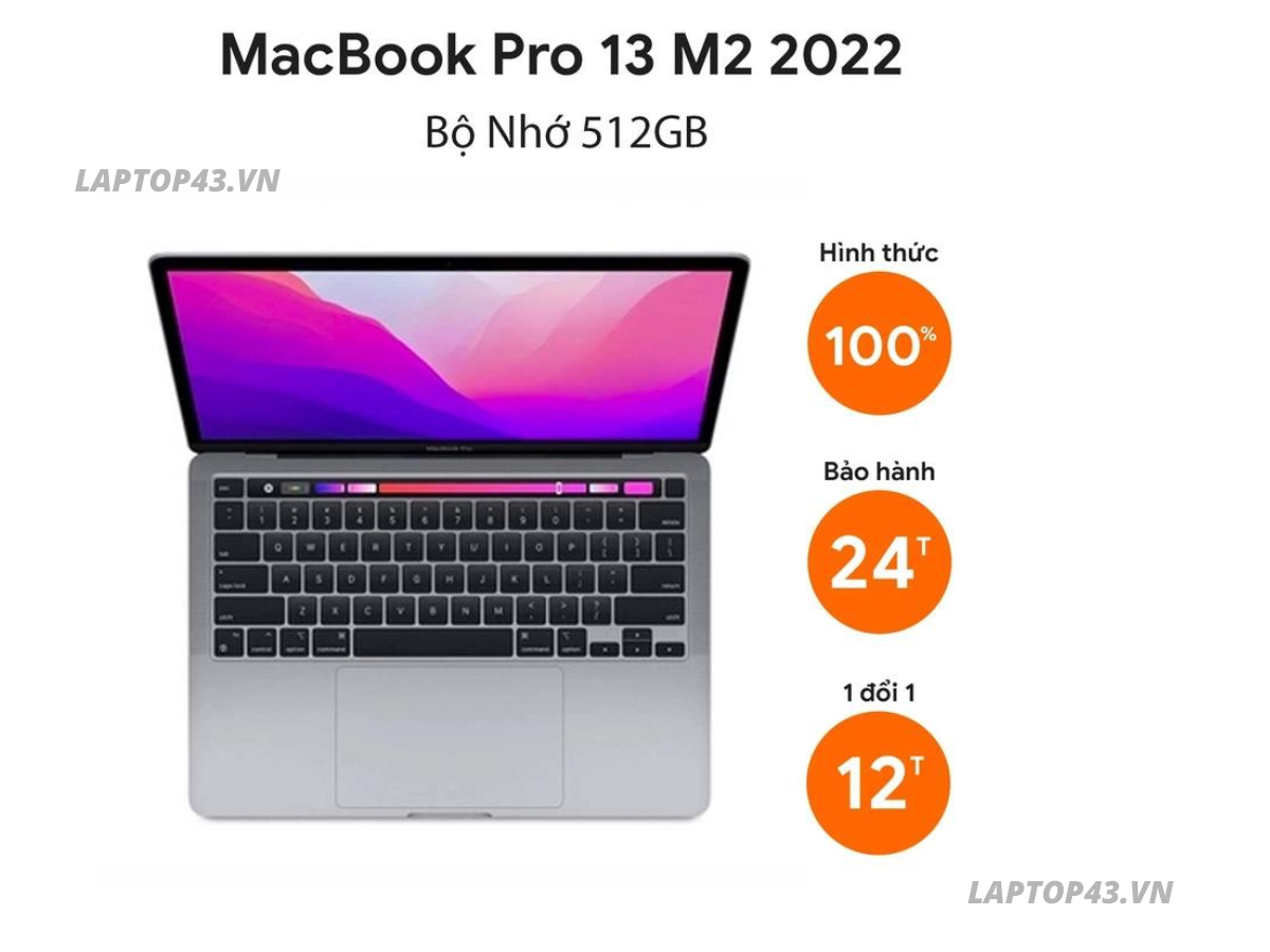 Laptop Apple MacBook Pro M2 2022 8GB/512GB/10-core GPU ( FULL BOX SẴN HÀNG )