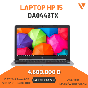 Laptop HP 15 FHD da0443TX i3 7020U/4GB/SSD 128G + 320G HHD VGA 2GB MX110/Win10 full AC