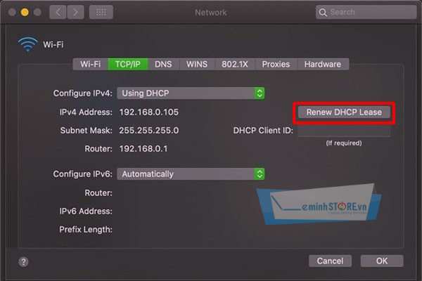 Ở mục IPv4 Address hãy nhấn Renew DHCP Lease để lấy một địa chỉ IP mới và chọn OK. Ở mục IPv4 Address hãy nhấn Renew DHCP Lease để lấy một địa chỉ IP mới và chọn OK.