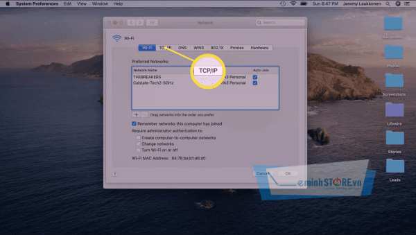 Chọn tab TCP/IP. Chọn tab TCP/IP.