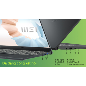 Laptop MSI Modern 14 B5M R5 5500U 12 CPU / Ram 8GB/ SSD 512GB/AMD Radeon Graphics/ Màn Hình 14FHD/Win 10