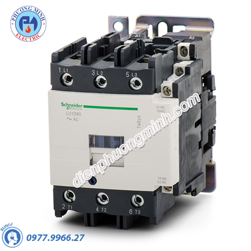 Contactor 3P, cuộn dây điều khiển 125VDC, 80A, 1N/O, 1N/C - Model LC1D80GD