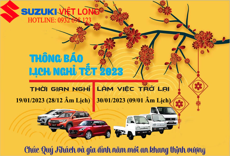 Lịch nghỉ Tết Nguyên Đán năm 2023 của đại lý Suzuki Việt Long 
