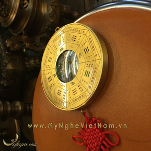 Gương cầu lồi bằng đồng mặt bát quái và 8 quẻ 12cm