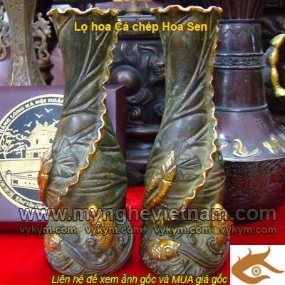 Lọ hoa đồng, Cá chép hoa sen, bình hoa phong thủy