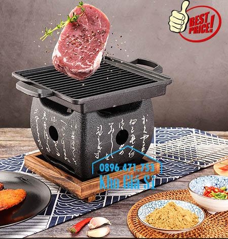 Lò nướng than khay gang chống dính kiểu Nhật Bản