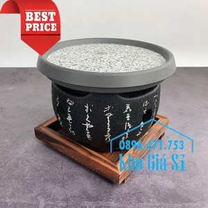 Lò nướng thịt BBQ bằng đá hình tròn để bàn kiểu Nhật