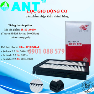 Lọc gió động cơ máy dầu KIA Sedona 2016-2021 Mã: 28113-A9200