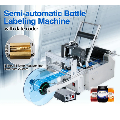 Máy dán decal trên chai tròn có in date