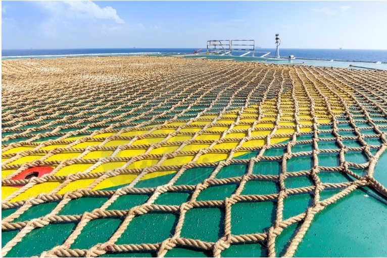 Lưới chống trượt cho sân bay trực thăng 8 Cạnh đều 14x14m, làm bằng dây manila, dây tự nhiên, mắt lưới 200 x 200 mm (lưới sân bay)