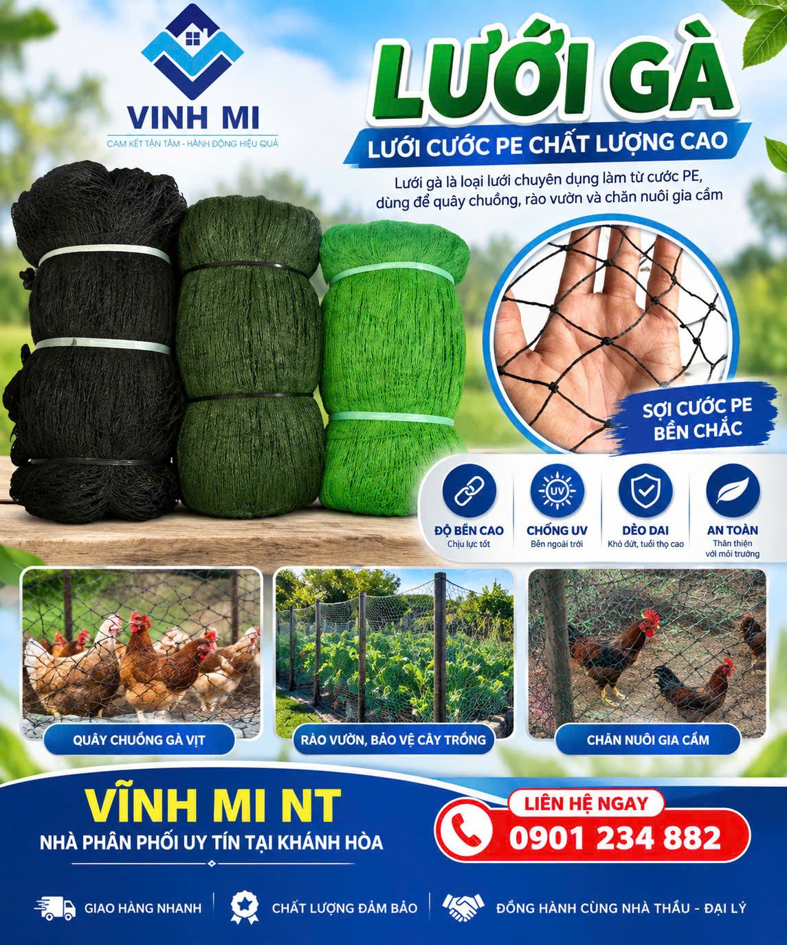 Lưới gà đen, xanh, rêu