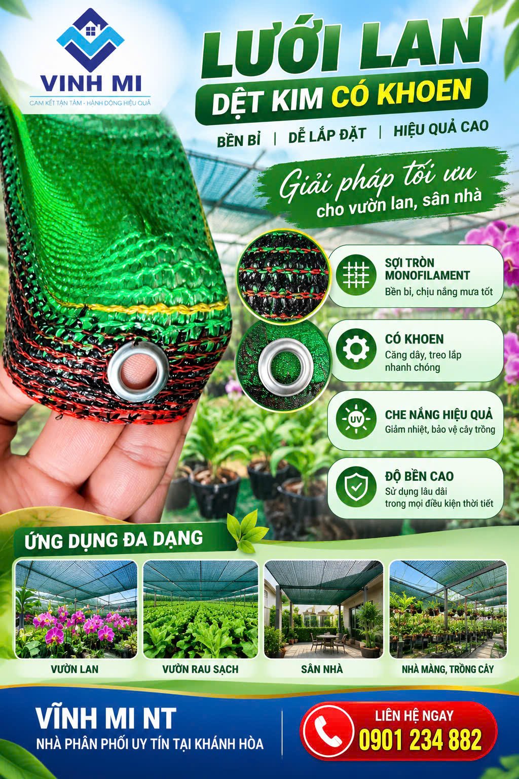 Lưới lan dệt kim có khoen ( Gói )