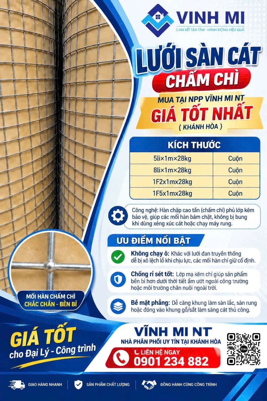 Lưới sàn cát chấm chì ( nhiều kích thước )